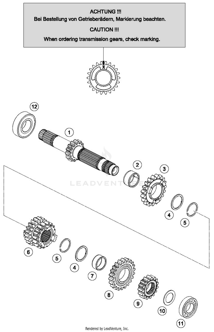 Transmission I - Main Shaft TC 125 ENGINE - 2016 Schematic