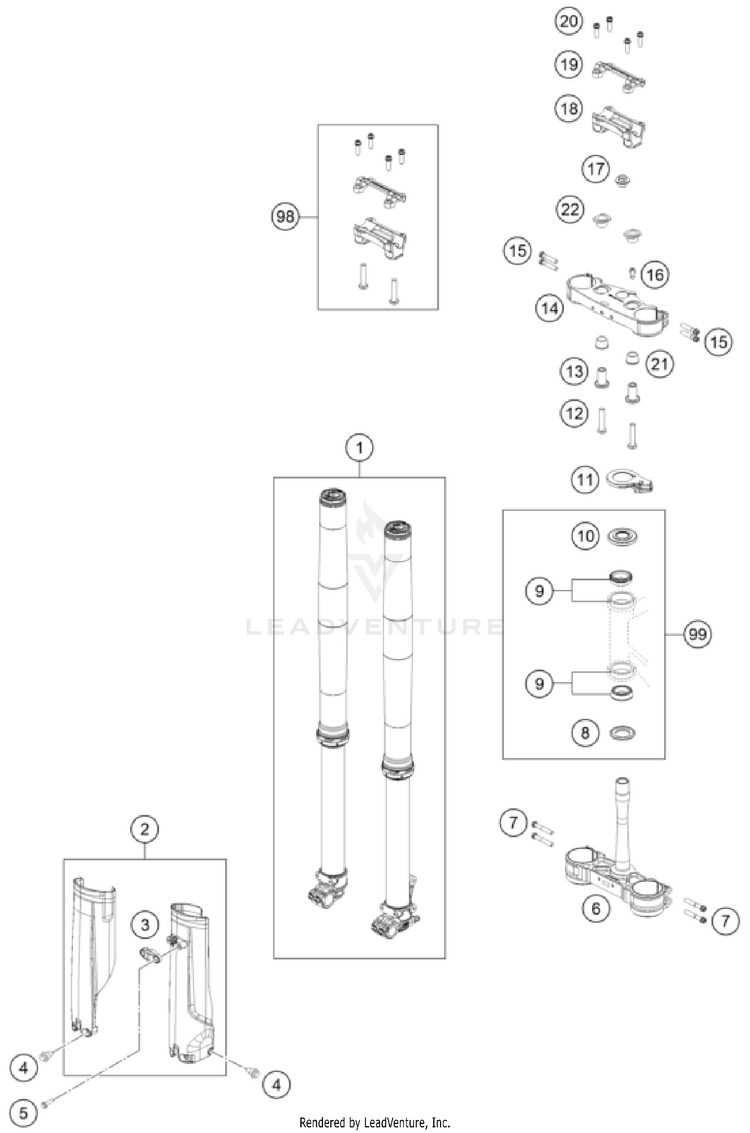Front Fork, Triple Clamp Schematic