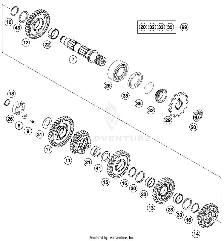 Transmission Ii - Countershaft FE 250 ENGINE - 2018 Schematic