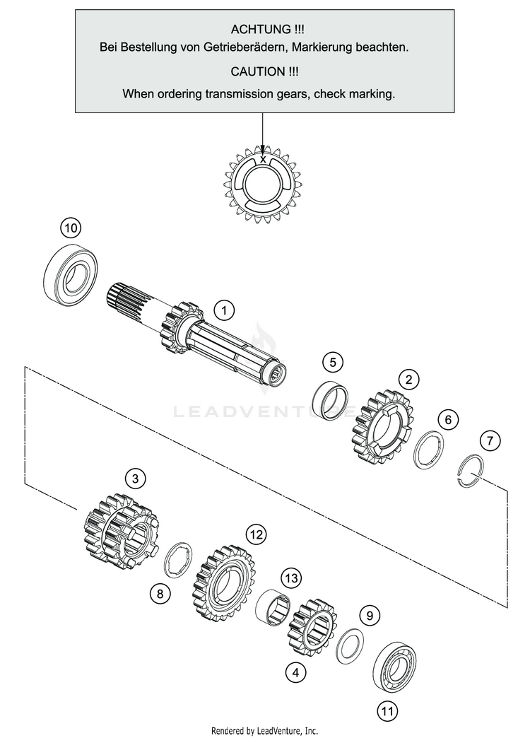 Transmission I - Main Shaft TC 125 ENGINE - 2020 Schematic