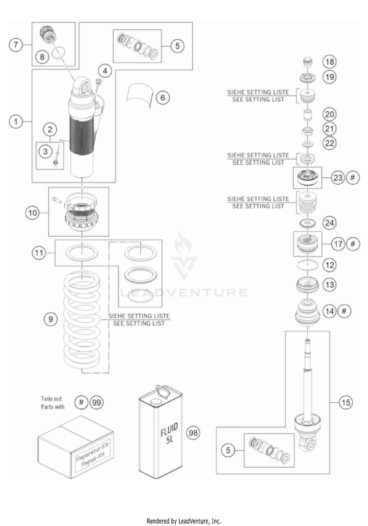 Shock Absorber Disassembled TC 85 19/16 EU CHASSIS - 2022 Schematic