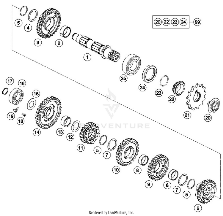 Transmissionii - Countershaft FE 250 ENGINE - 2019 Schematic