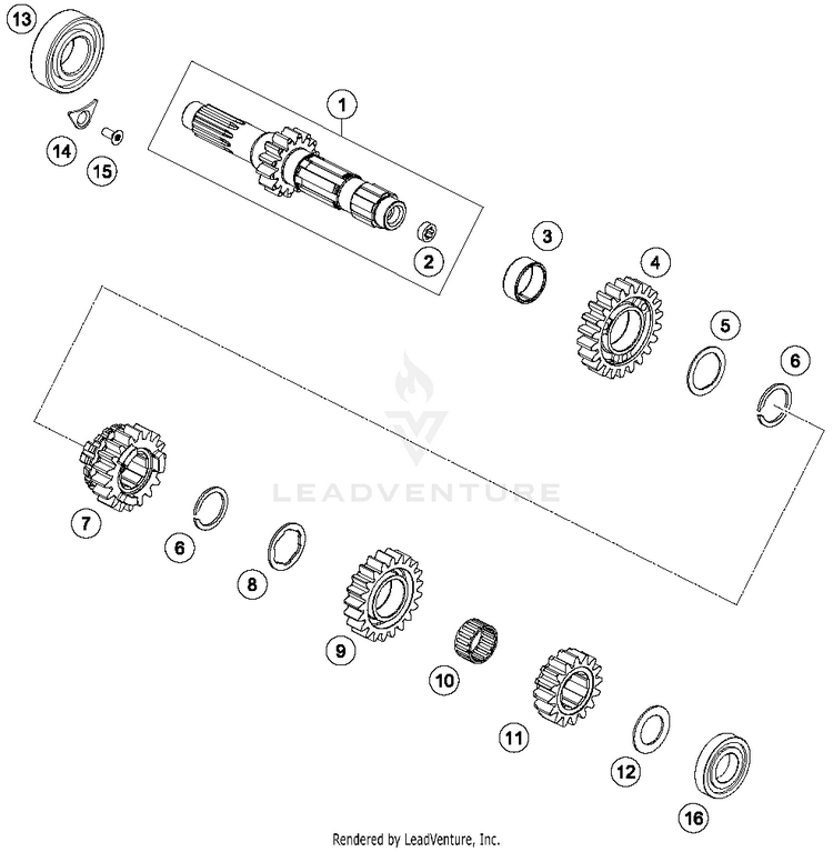 Transmission I - Main Shaft TC 250 ENGINE - 2018 Schematic