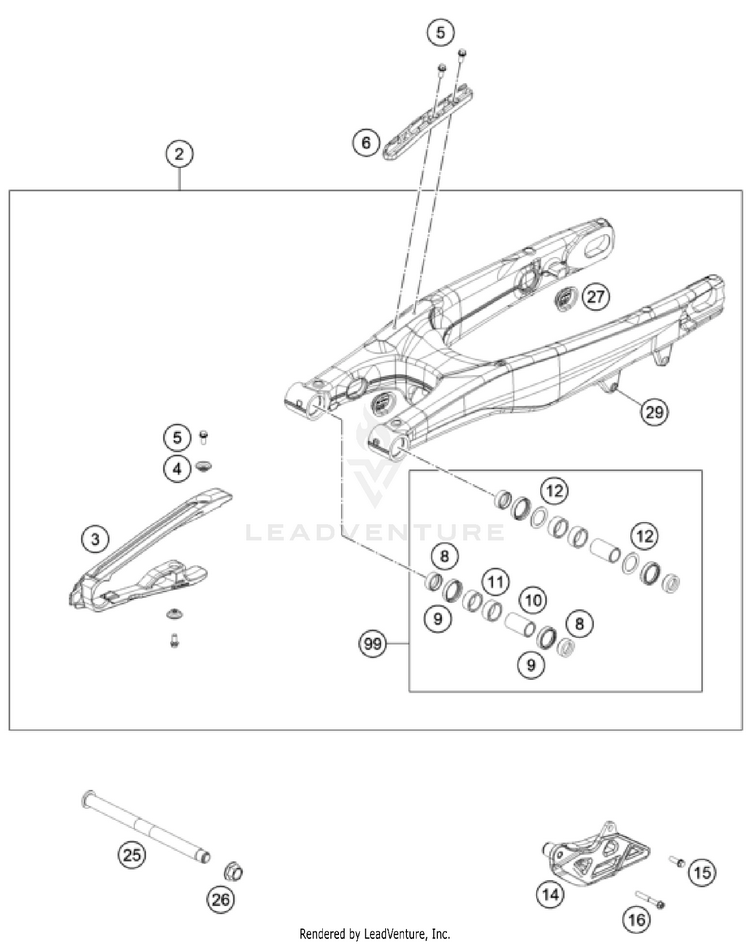 Swing Arm FC 250 CHASSIS - 2023 Schematic