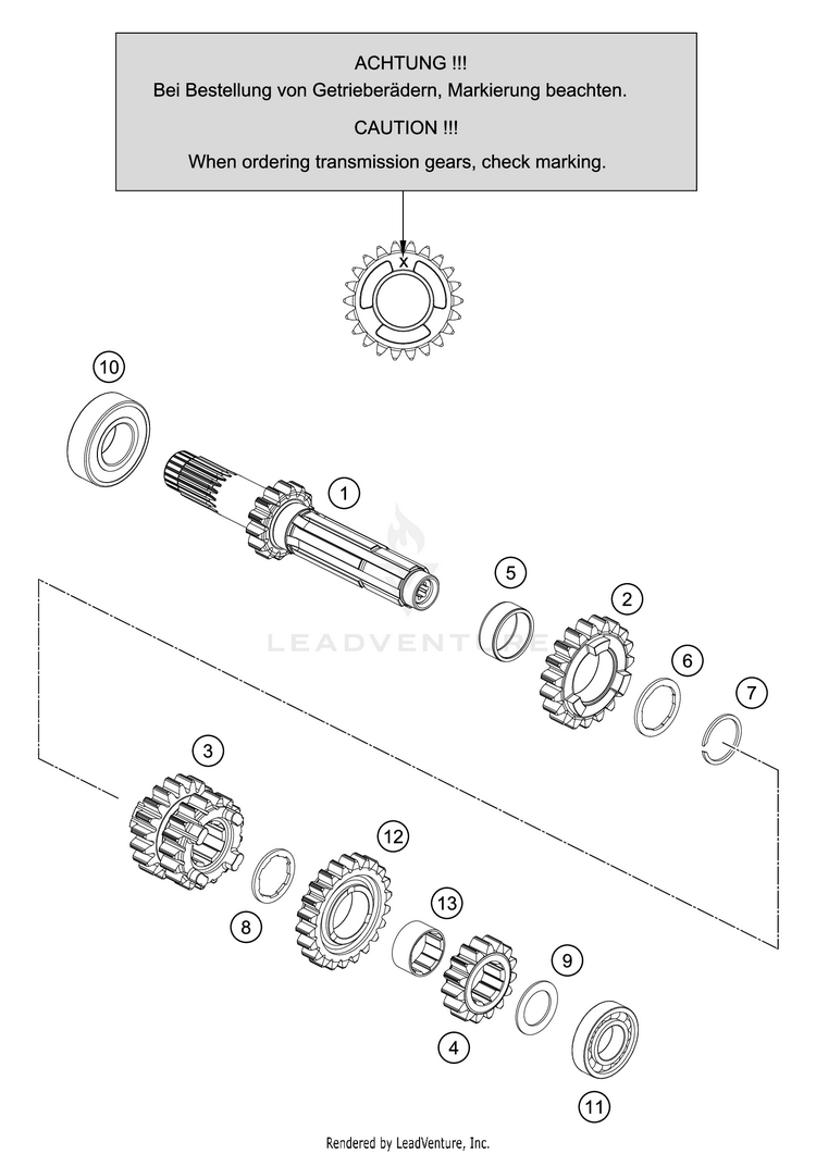 Transmission I - Main Shaft TC 125 Engine - 2021 Schematic