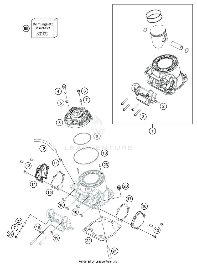 Cylinder, Cylinder Head TC 250 ENGINE - 2020 Schematic