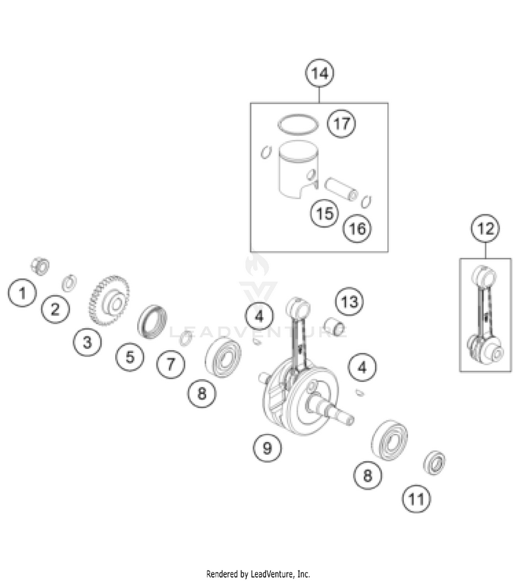 Crankshaft, Piston TC 50 ENGINE - 2024 Schematic