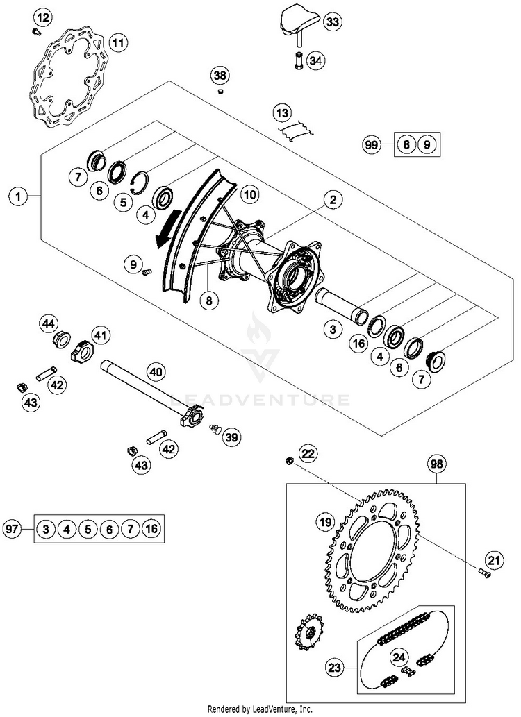 Rear Wheel FE 250 CHASSIS - 2019 Schematic