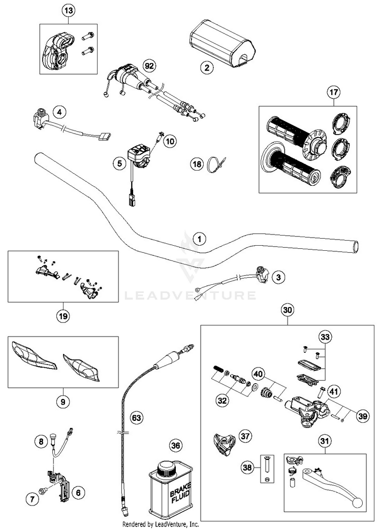 Handlebar, Controls FC 450 CHASSIS - 2019 Schematic