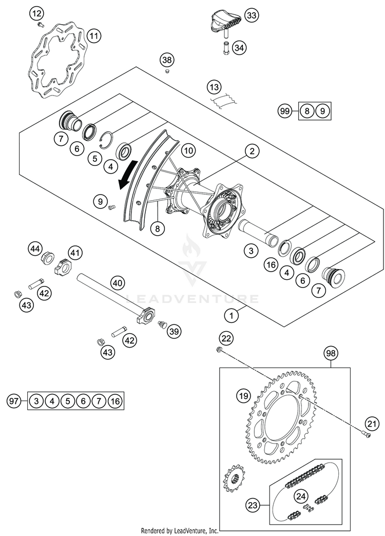 Rear Wheel TC 250 CHASSIS - 2021 Schematic