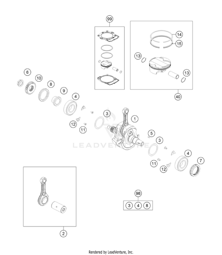 Crankshaft, Piston FX 350 Engine - 2022 Schematic