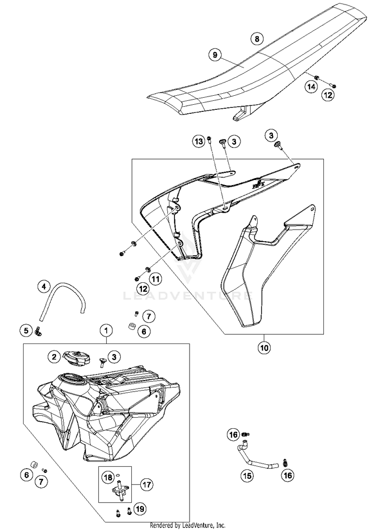 Tank, Seat, Cover TC 125 CHASSIS - 2016 Schematic