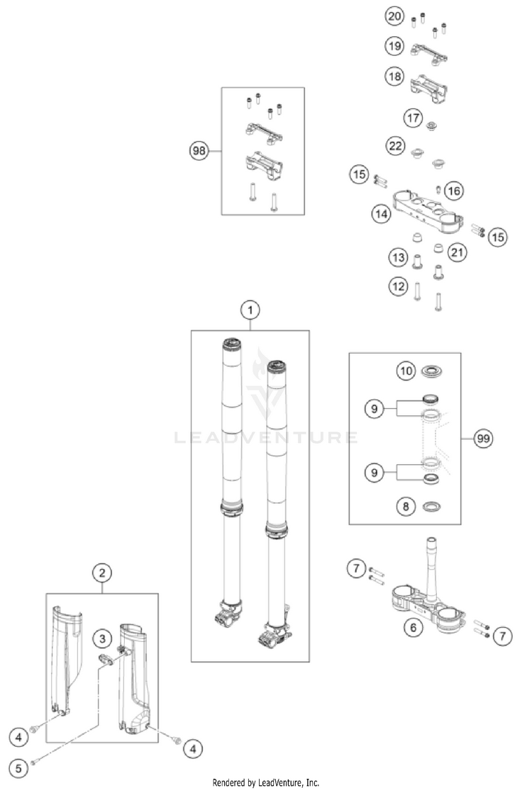 Front Fork, Triple Clamp Schematic