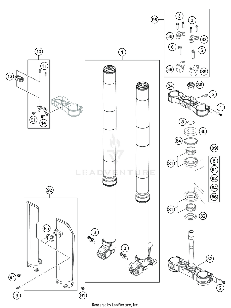 Front Fork, Triple Clamp FS 450 CHASSIS - 2020 Schematic