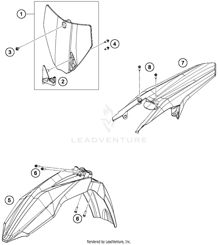 Mask, Fenders TC 125 CHASSIS - 2014 Schematic