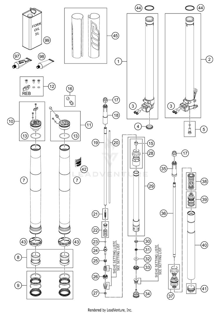 Front Fork Disassembled TC 85 CHASSIS - 2021 Schematic