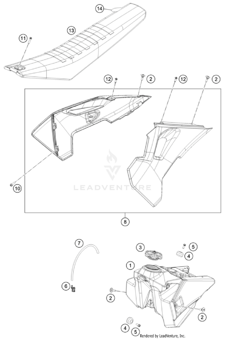 Tank, Seat FC 250 CHASSIS - 2023 Schematic