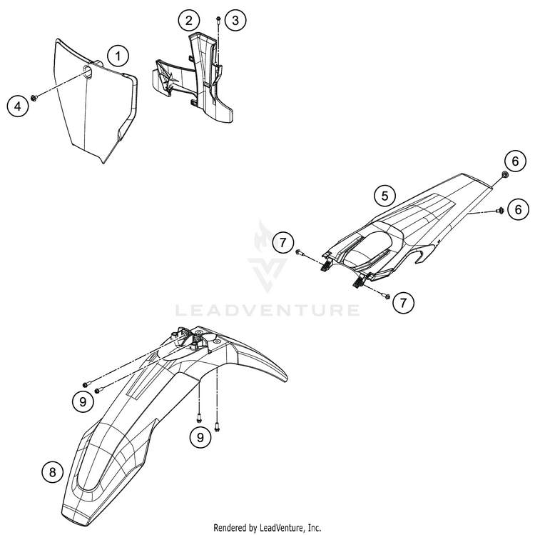 Mask, Fenders TC 250 CHASSIS - 2020 Schematic