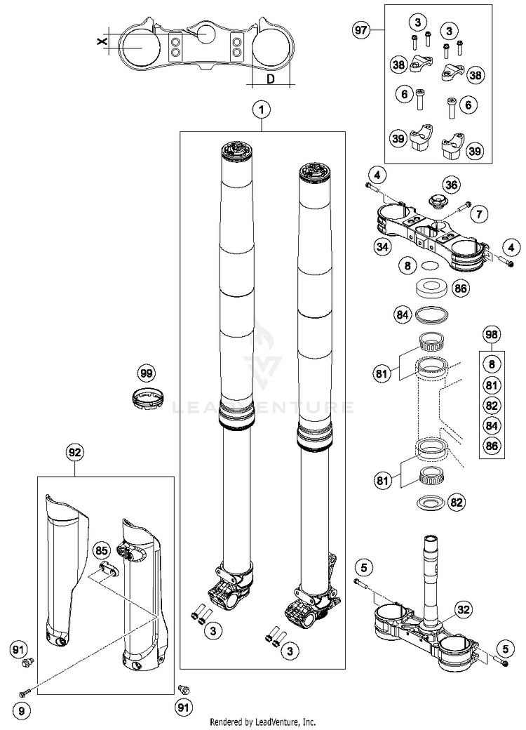 Front Fork, Triple Clamp FE 501S CHASSIS - 2016 Schematic