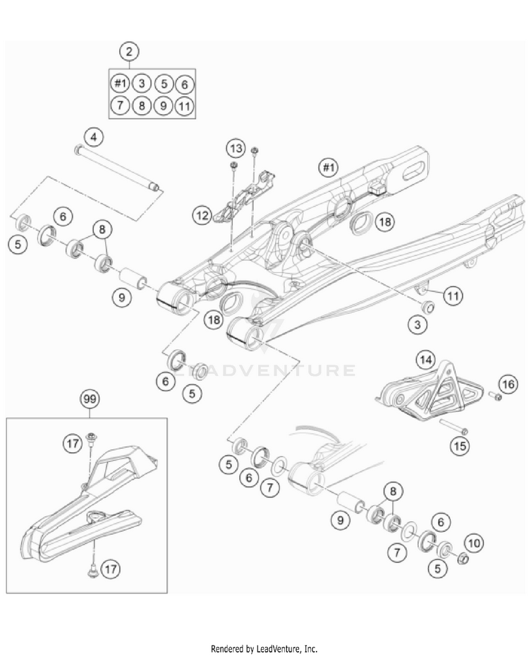Swing Arm TC 85 17/14 CHASSIS - 2024 Schematic