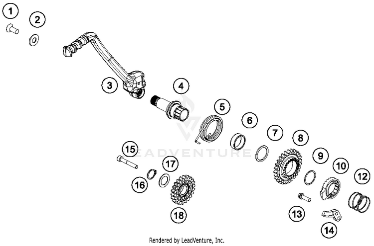 Kick Starter TC 250 ENGINE - 2018 Schematic