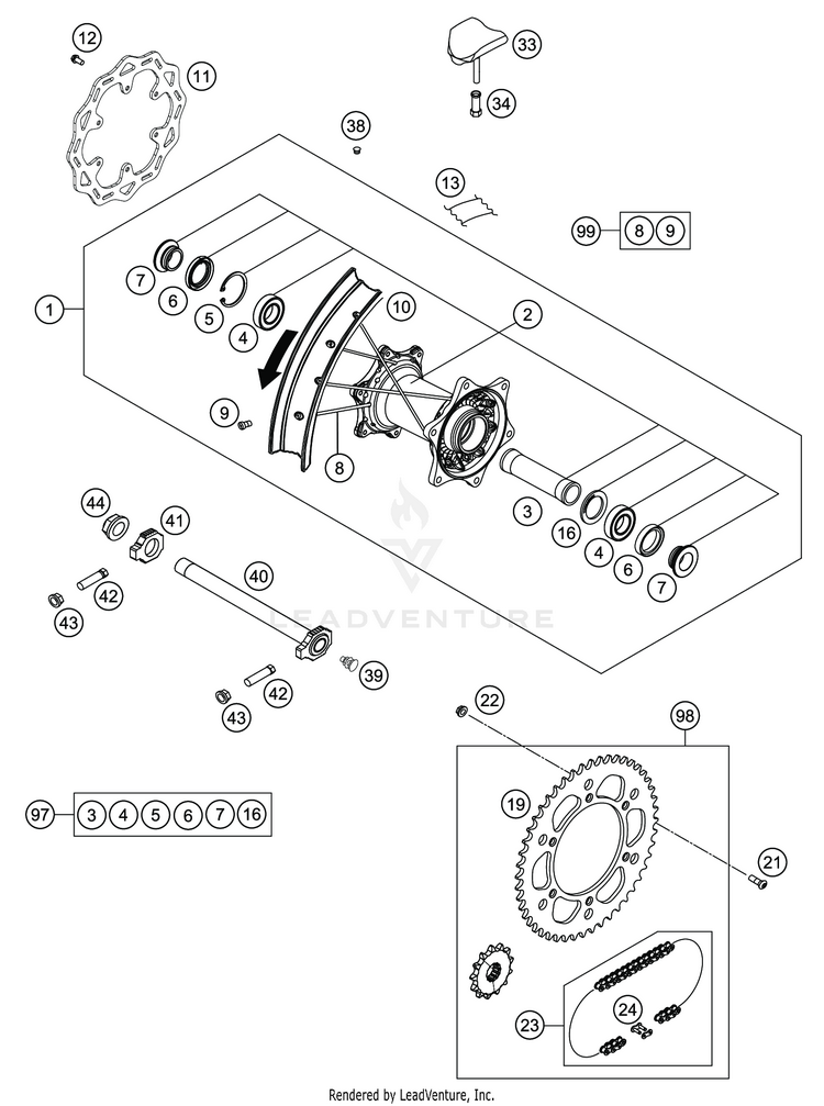 Rear Wheel FE 501s CHASSIS - 2020 Schematic