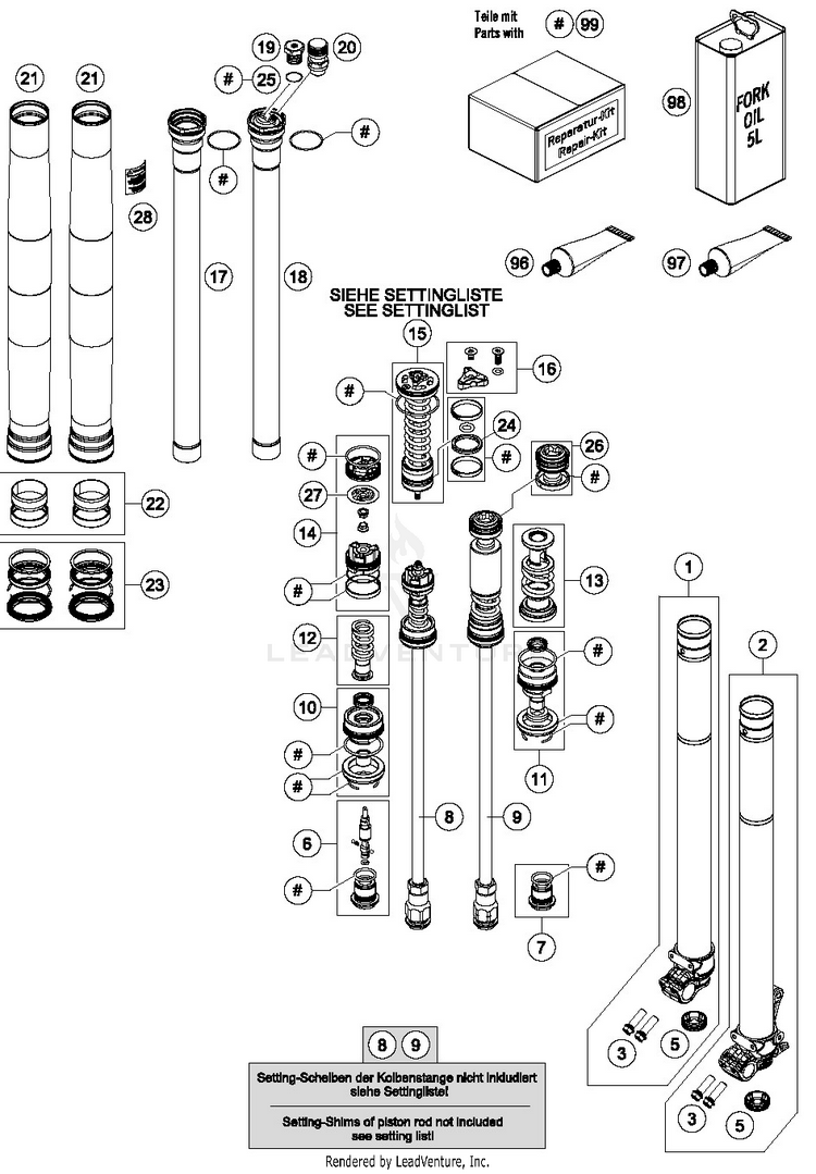 Front Fork Disassembled TX 300 CHASSIS - 2019 Schematic