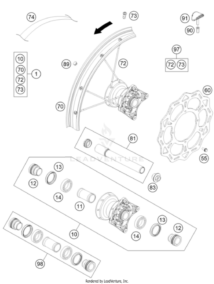 Front Wheel TC 85 19/16 CHASSIS - 2025 Schematic