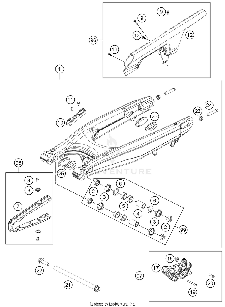 Swing Arm 701 ENDURO CHASSIS - 2021 Schematic