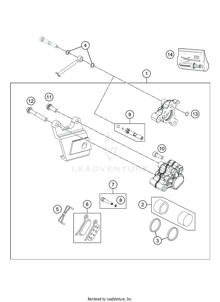 Rear Brake Caliper TC 50 MINI CHASSIS - 2020 Schematic