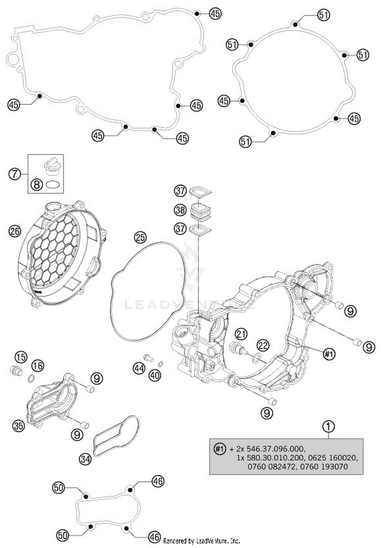 Clutch Cover TE 250 ENGINE - 2014 Schematic