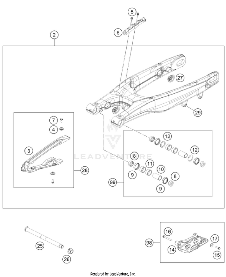 Swing Arm TC 250 CHASSIS - 2022 Schematic