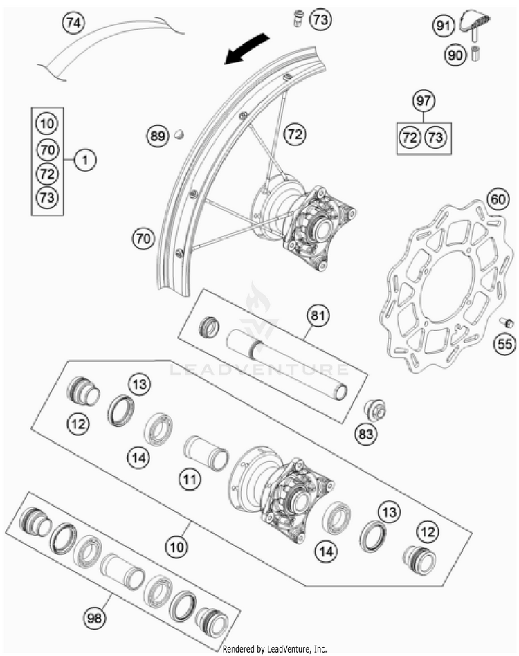 Front Wheel TC 85 17/14 CHASSIS - 2023 Schematic