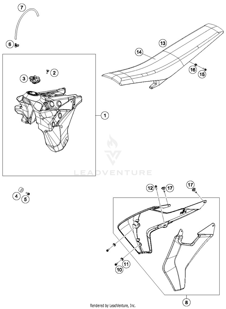 Tank, Seat TE 250i CHASSIS - 2019 Schematic