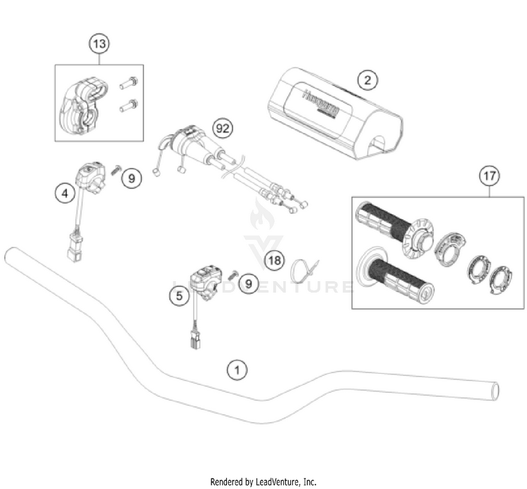 Handlebar, Controls FC 350 CHASSIS - 2024 Schematic