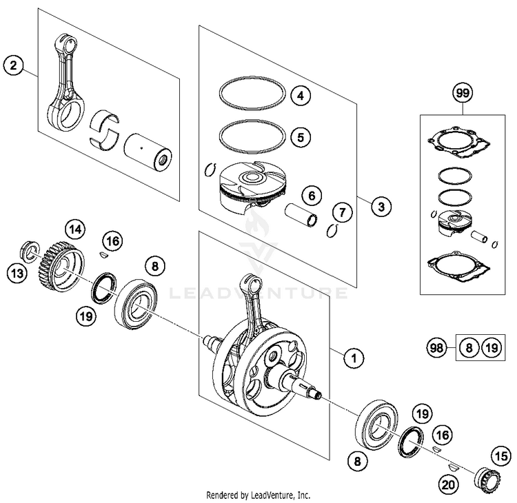 Crankshaft, Piston FE 501S ENGINE - 2016 Schematic