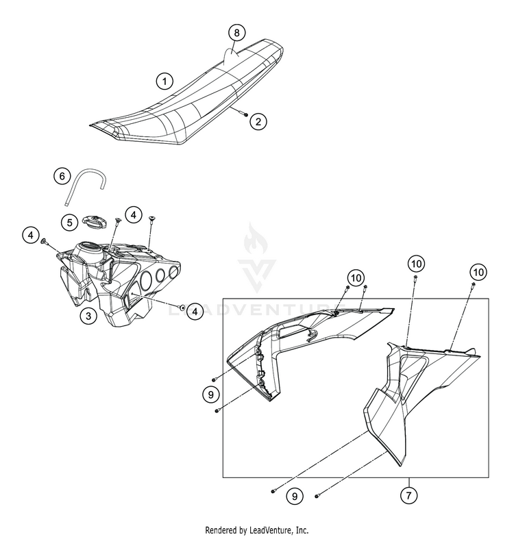 Tank, Seat FC 350 CHASSIS - 2020 Schematic