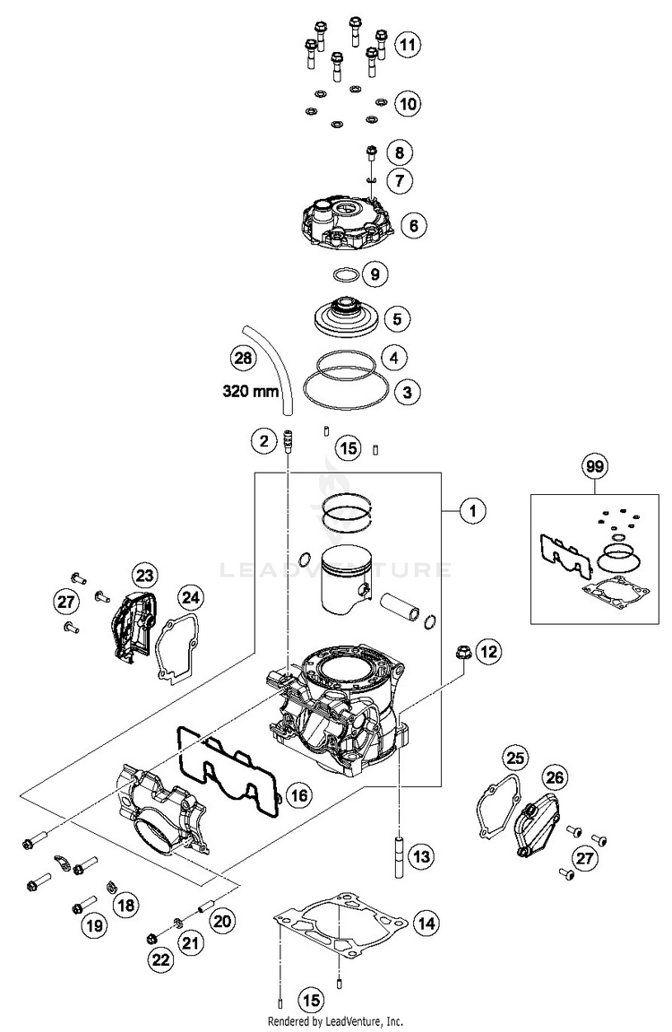 Cylinder, Cylinder Head TC 125 ENGINE - 2019 Schematic