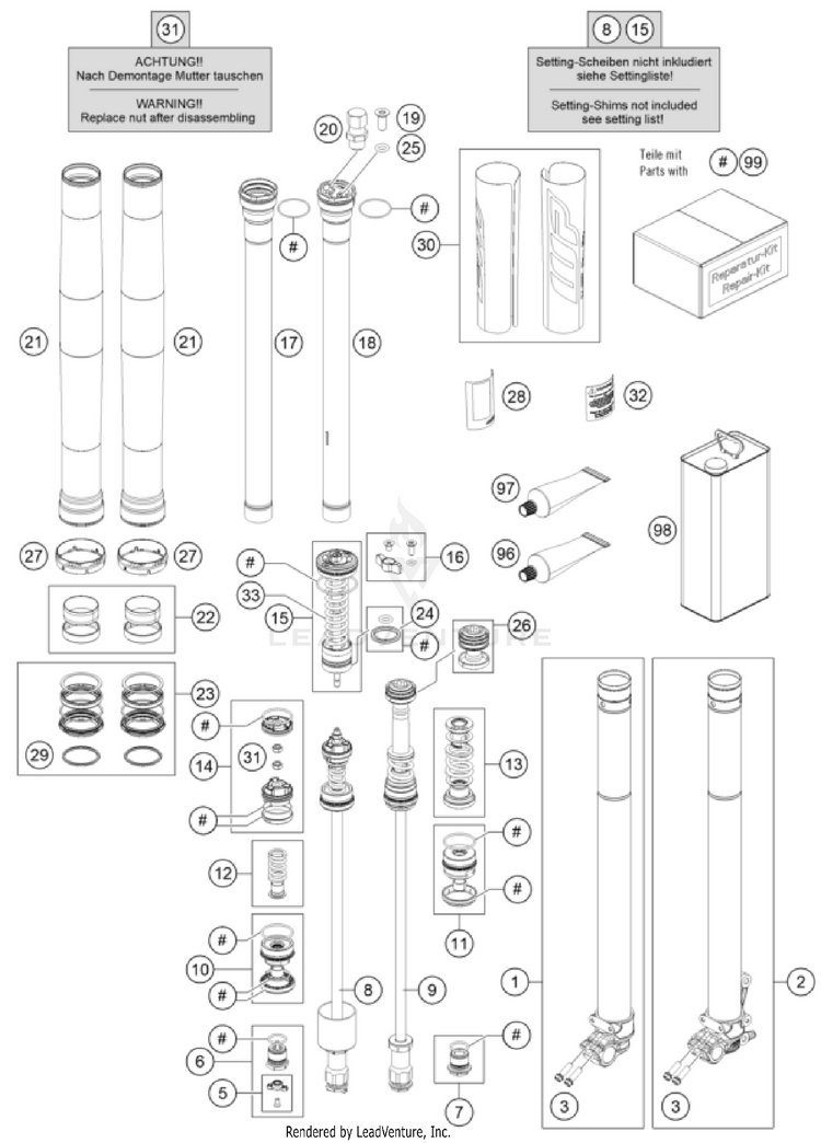 Front Fork Disassembled TX 300 CHASSIS - 2023 Schematic