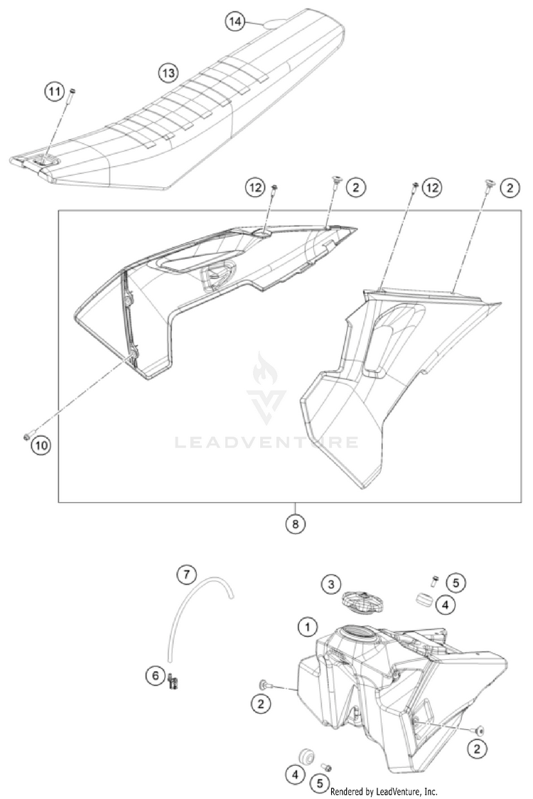 Tank, Seat FC 350 CHASSIS - 2023 Schematic