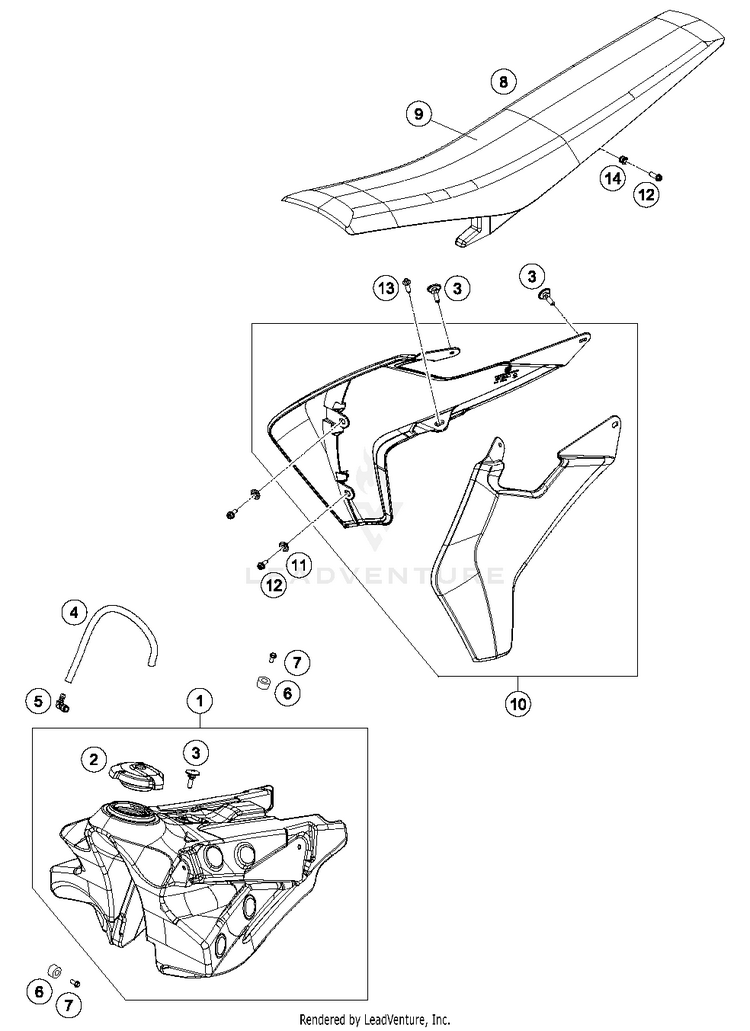Tank, Seat, Cover FC 250 CHASSIS - 2016 Schematic