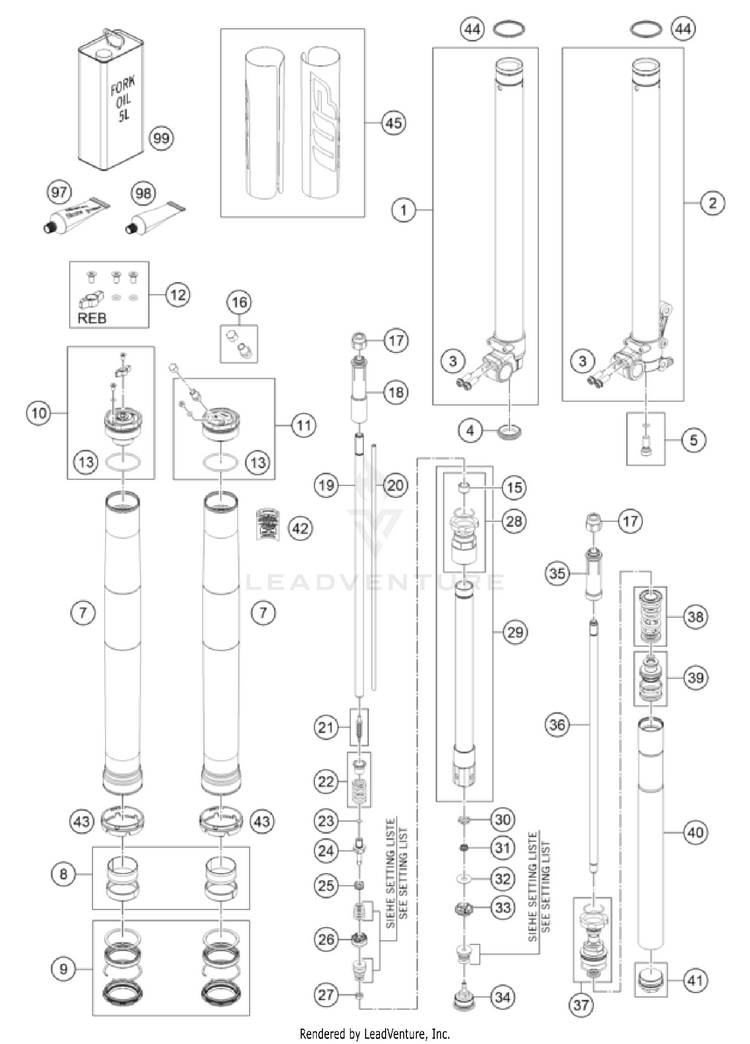 Front Fork Disassembled TC 85 17/14 CHASSIS - 2024 Schematic