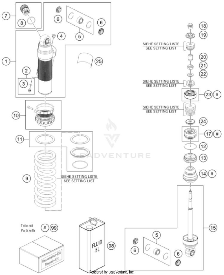 Shock Absorber Disassembled TC 85 19/16 CHASSIS - 2026 Schematic