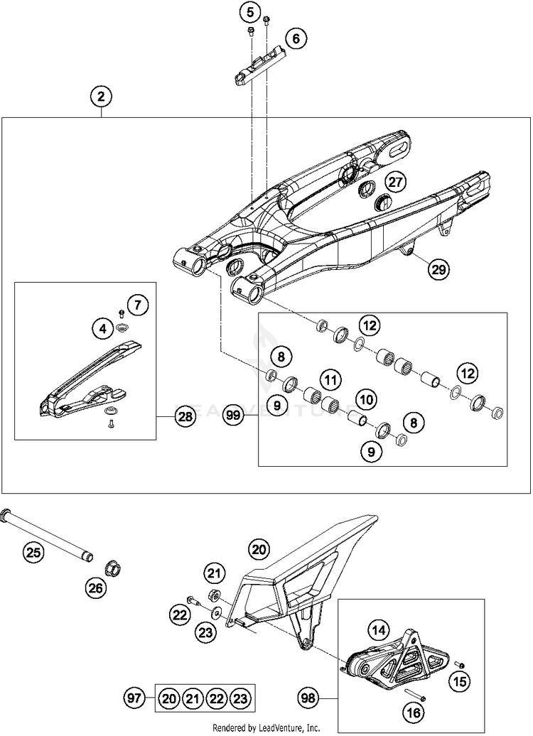 Swing Arm TE 250 CHASSIS - 2015 Schematic