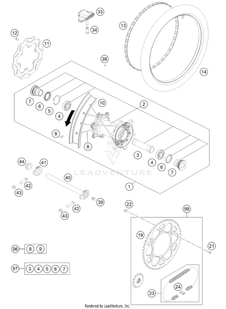 Rear Wheel FX 350 CHASSIS - 2024 Schematic