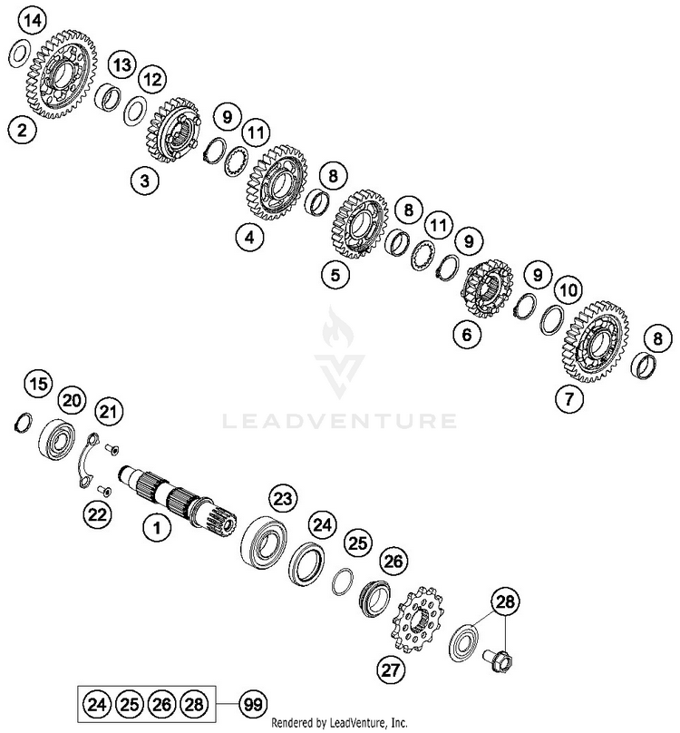 Transmissionii - Countershaft FE 450 ENGINE - 2019 Schematic
