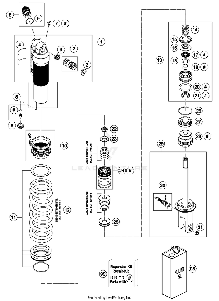 Shock Absorber Disassembled FE 350S CHASSIS - 2016 Schematic