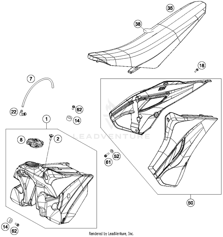Tank, Seat, Cover FC 250 CHASSIS - 2015 Schematic