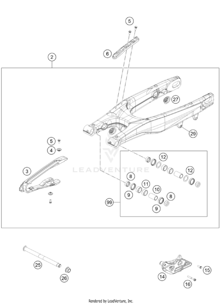 Swing Arm FX 350 CHASSIS - 2024 Schematic