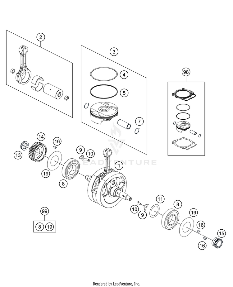 Crankshaft, Piston FE 501s Engine - 2021 Schematic